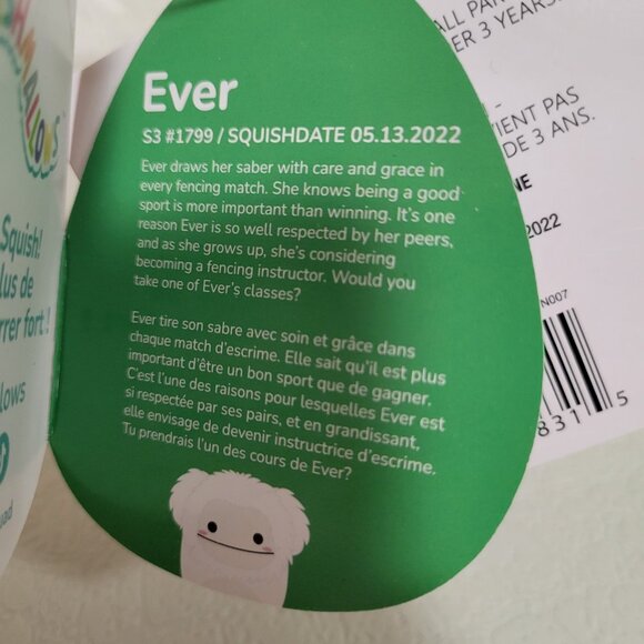 NWT Squishmallows Ever Bigfoot Clip - Canadian Exclusive - Picture 3 of 3